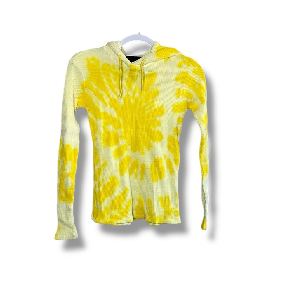 La detresse Cotton Waffle Tie Dye Long Sleeve Hoodie Size Xs